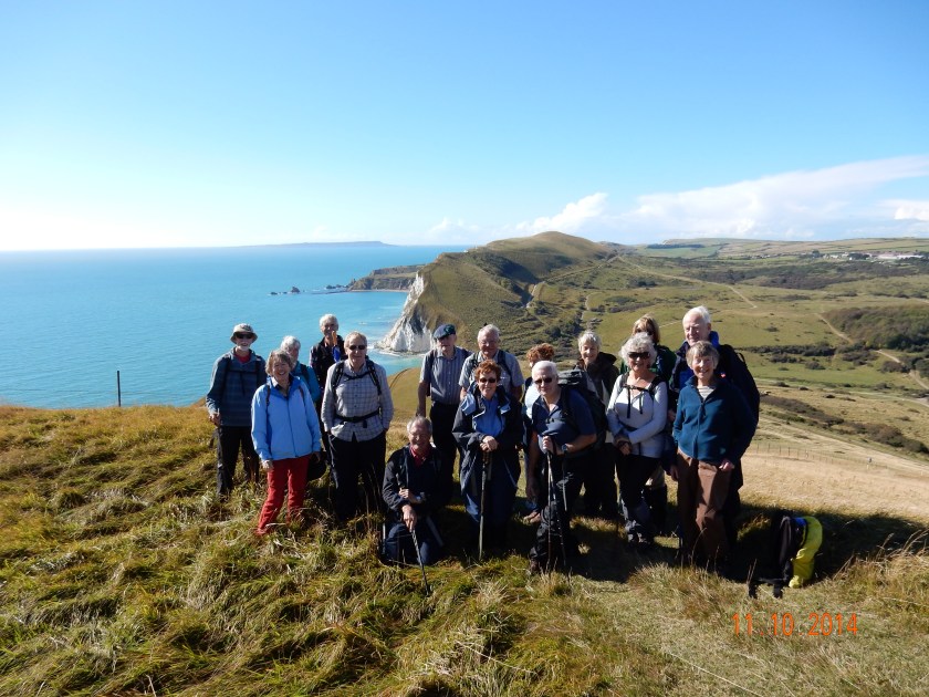 Group of 16 on the SWCP on the way back to Lulworth Cove
