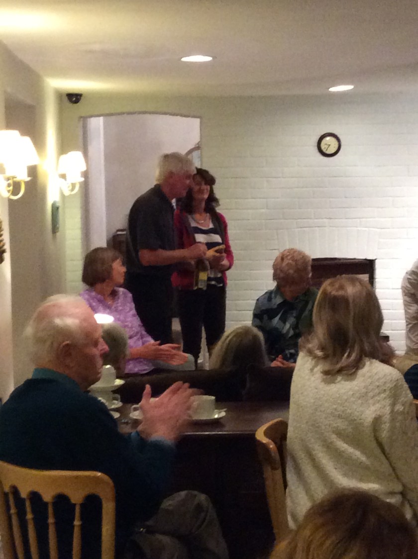 Walk leaders Chris and Lesley starting the evening's entertainment .