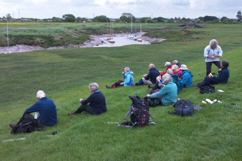 Group stop for coffee/refreshments break near the boat marina at Oldbury.