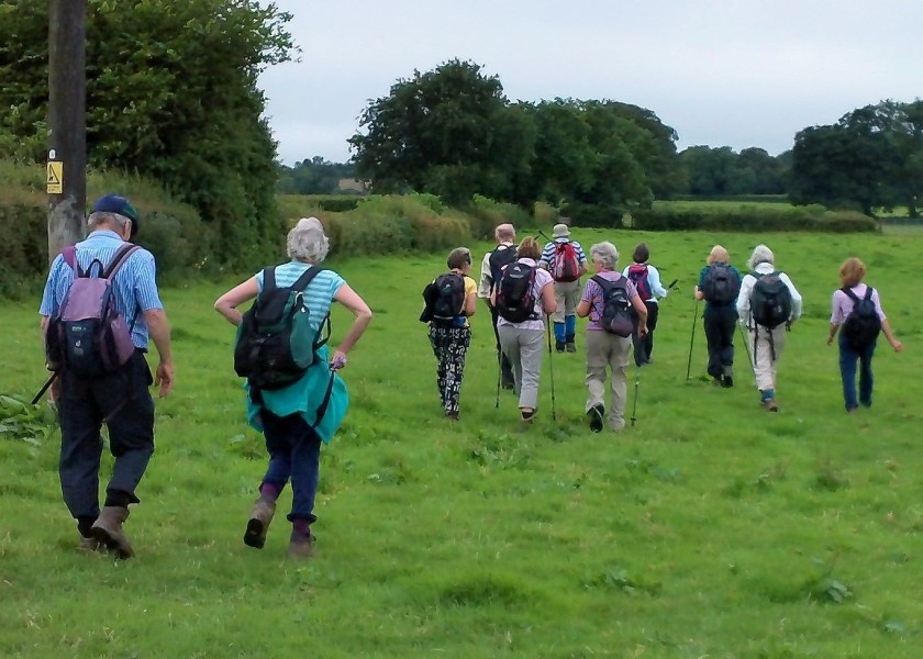 Group setting off from Hinton Blewett towards Coley Reservoir