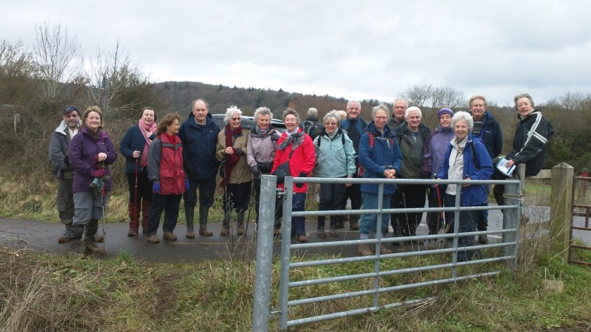 Large group of walkers enjoying well earned rest on Helen's longer walk.
