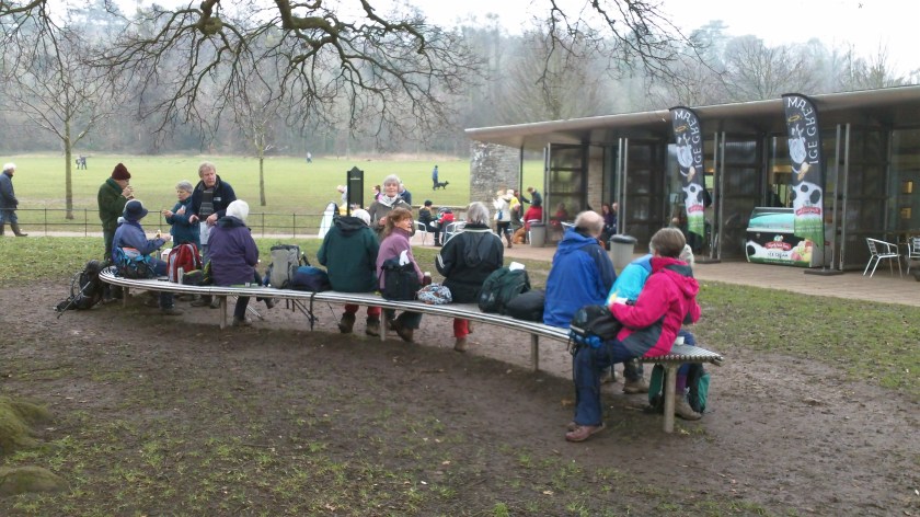 Group enjoying a coffee stop at the café at Blaise