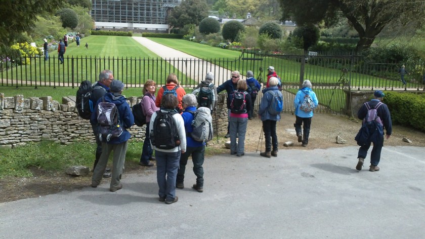 Group at the gates of Dyrham House- note the impressive scaffolding as roof repairs take place!