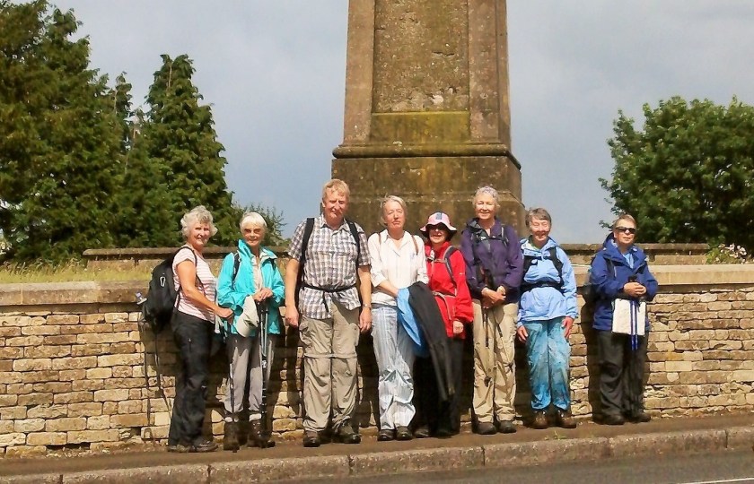 Groups in front of the Somerset Monument at the end of the walk.