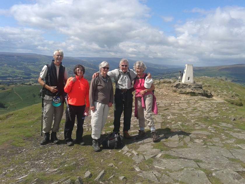 Gordon, Alison, David (Walks Leader), Gill and Wendy celebrate reaching the top of Sugar Loaf.