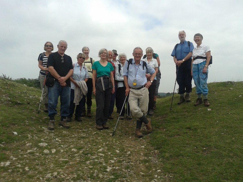 Group posing on top of Dolebury Warren at lunchtime.