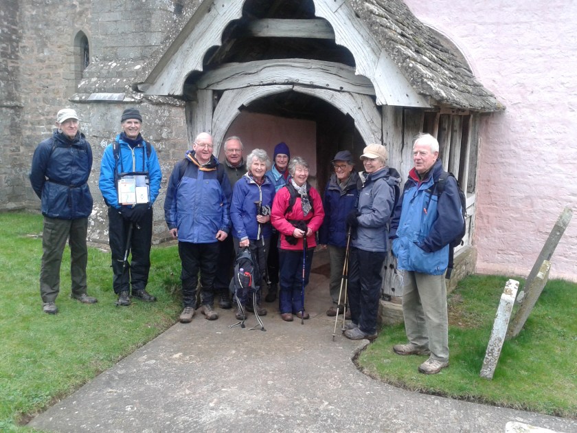 Group posing for photo outside St Mary's church Kempley (note Gordon is actually in this photo !)