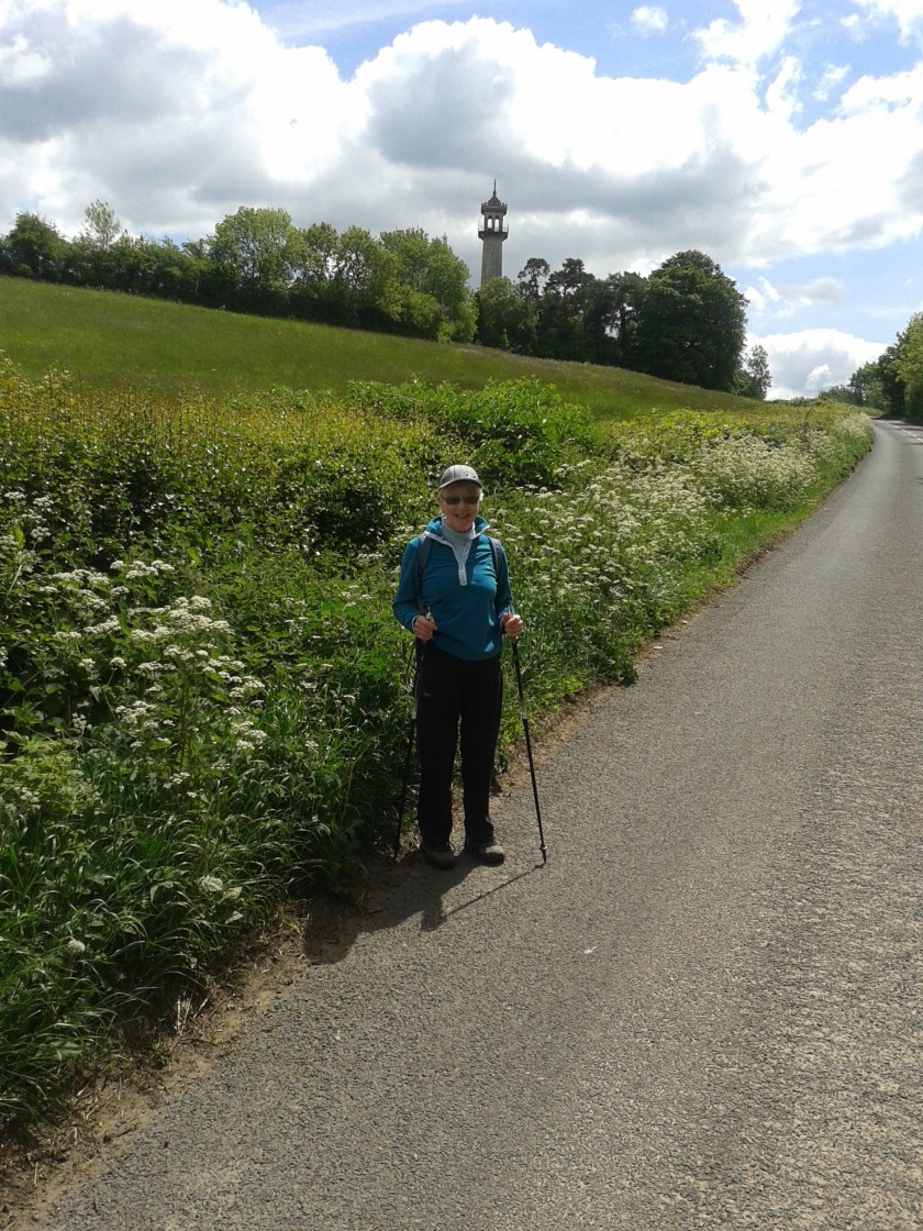 Dorothy posing in front of the Hawksbury Monument