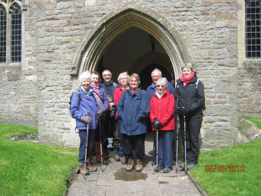 Group photo of the walkers outside Wickwar Church.