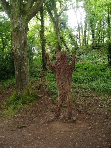 Mendip's " Whicker Man" joins group during break in the walk