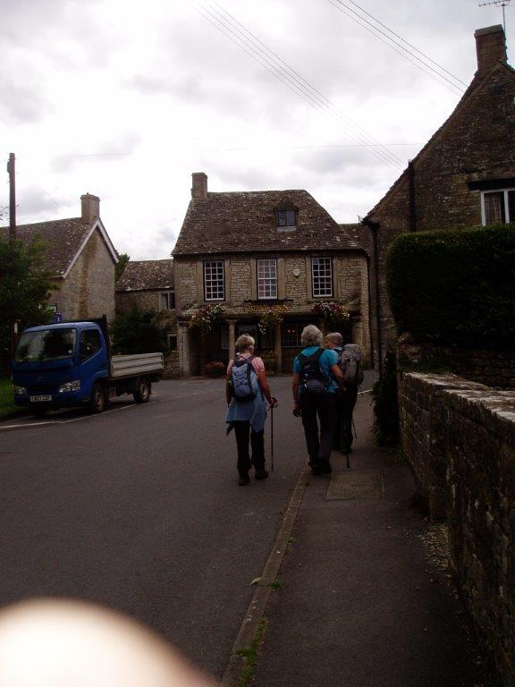 The end is in sight -the Bear Inn in Bisley for drinks after the walk.