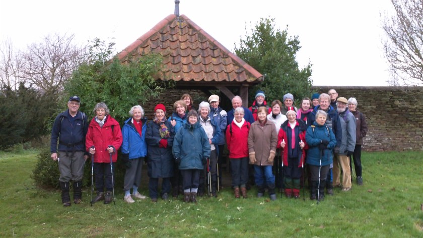 Group gathering in the grounds of Winterbourne Church 
