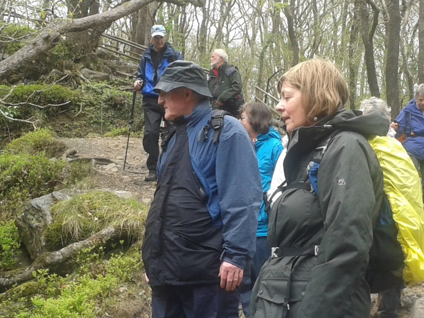 Group catches its breadth above the Sgwd Clun-Gyyn waterfall