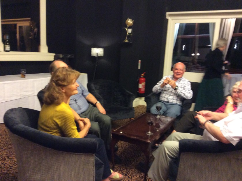 Members relaxing after dinner in the Agatha Christie lounge